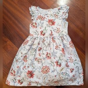 Floral Kids Dress in White and Red